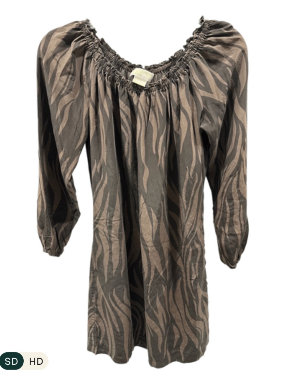 Michael Kors 2-Tone Brown On or Off The Shoulder Mini Dress Long Sleeve Sz XS - Picture 3 of 6